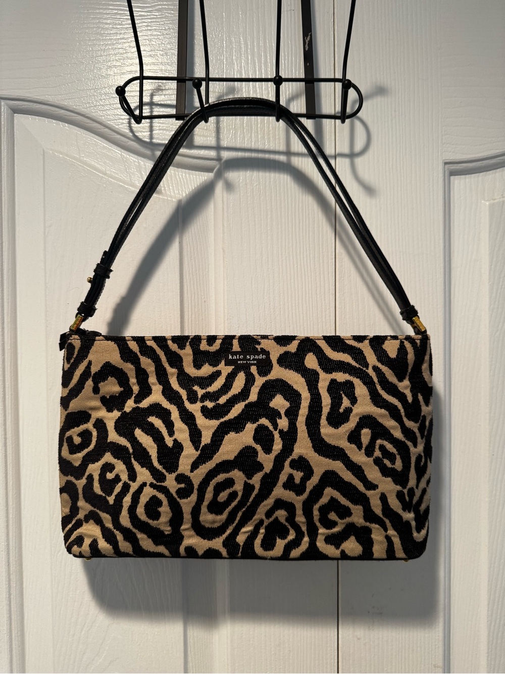 Vintage kate spade Leopard Jacard Shoulder Bag Made in Italy